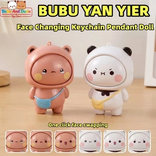 Panda Bear Yier และ Bubu กดใบหน้าเปลี่ยนของเล่นการ์ตูนน่ารัก BUBU DUDU ตุ๊กตากระเป๋านักเรียนจี้ขนาดเล็กพวงกุญแจคู่ของขวัญ