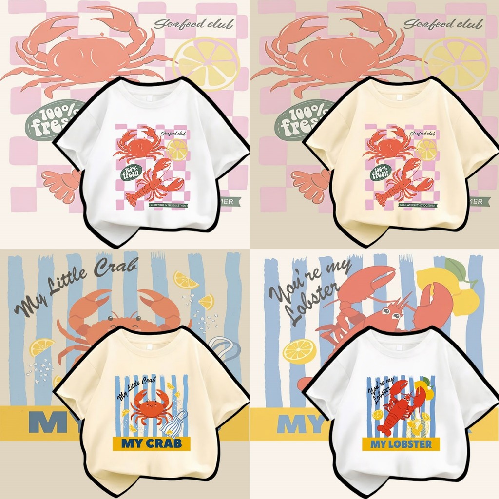 🔥พร้อมส่ง&COD🔥RINASTUDIO🔥 เสื้อครอบครัวชุดเดียวกันลายอาหารทะเล เหมาะออกไปเที่ยวทะเลและถ่ายรูปครอบครัว A51#4