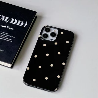 เคสไอโฟน 16 17 สำหรับ iPhone 11 13 15 12 14 Pro Max 7 16 14 15 8 Plus X XR XS Max 15 Pro เคสผิวมันลายจุดน่ารักเรียบง่าย