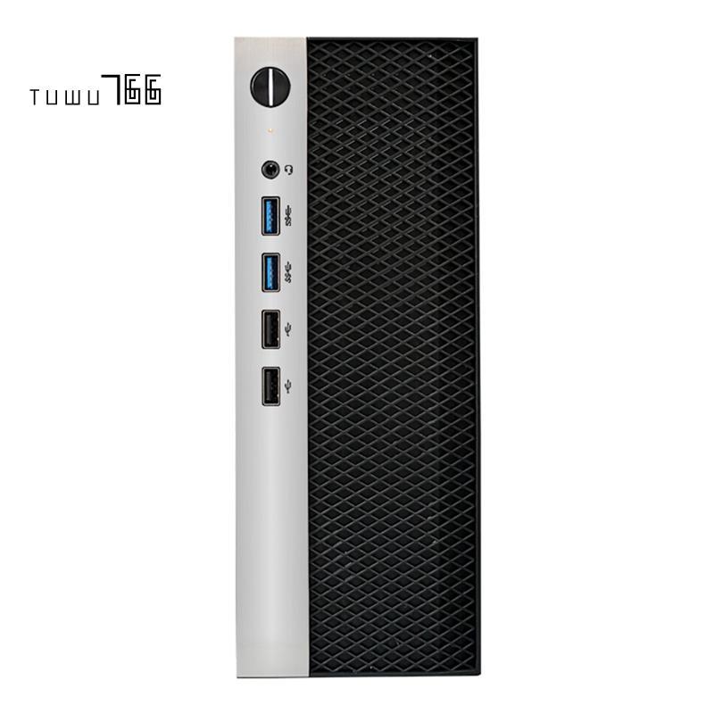 [tuwu766] เคสคอมพิวเตอร์ Mini ITX แชสซี HTPC พร้อม 4XUSB รองรับ PSU 1U เข้ากันได้กับเมนบอร์ด MINI-IT