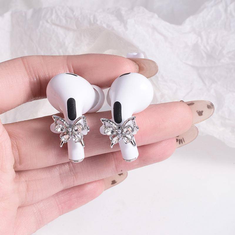 VHDD 1 คู่ผีเสื้อหูฟังตกแต่งคลิป DIY Zircon Rhinestone รูปที่ 3