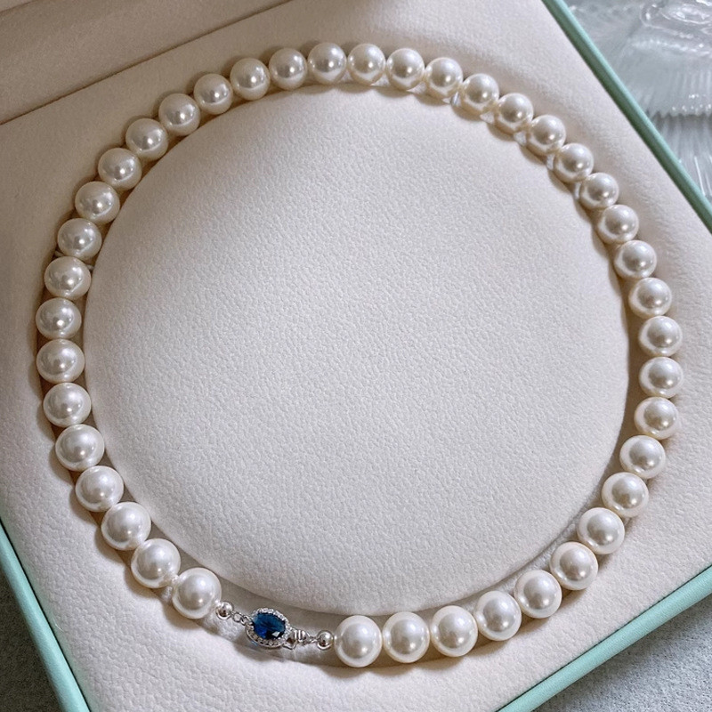 Mother-Oyster สร้อยคอมุกผู้หญิง High-End Clavicle Chain Non-Fade หรูหรา Niche ลูกปัดสร้อยคอเครื่องปร