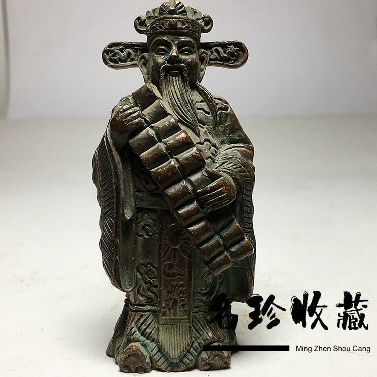 Folk Out Old Objects Magazine Collection Retro Five Gods Blessing Joy Bronze รูปปั้นเครื่องประดับ Ol
