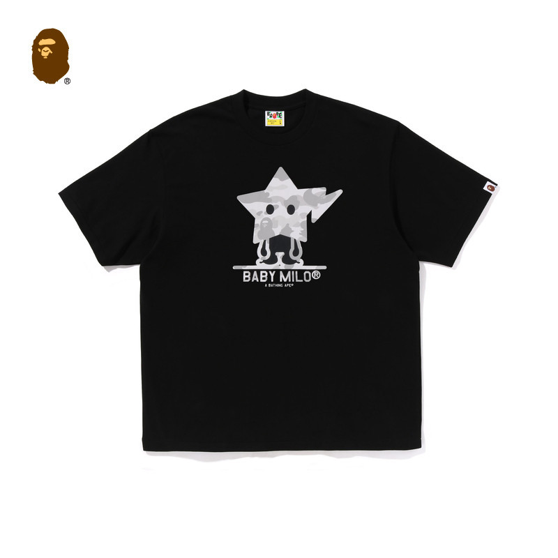 BAPE Mens Camo Star Print Pattern เสื้อยืดแขนสั้นผ้าฝ้ายพรีเมี่ยม 100% X30310P 0421