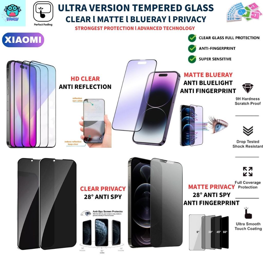 กระจกนิรภัย Ultra HD Xiaomi 15TPro,15T,14T,13T,POCO F8Ultra,F8Pro,F7Ultra,X7Pro,F6,X6 PRIVACY CLEAR 