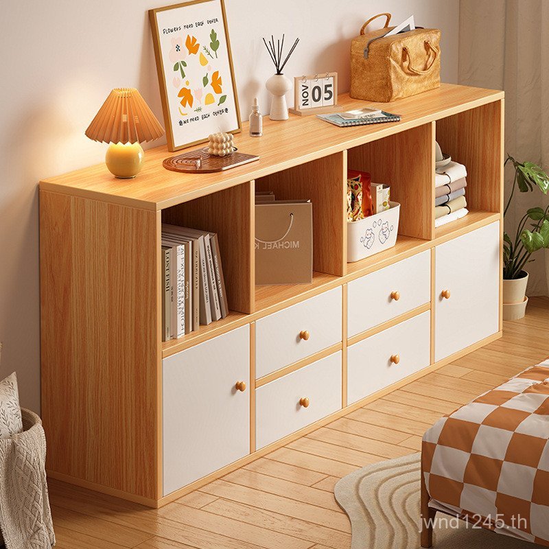ตู้เก็บของห้องนอนห้องนั่งเล่นตู้หนังสือครัวเรือนที่เรียบง่ายตู้ต่ําตู้เก็บผนังชั้นวางหนังสือตาข่ายชั