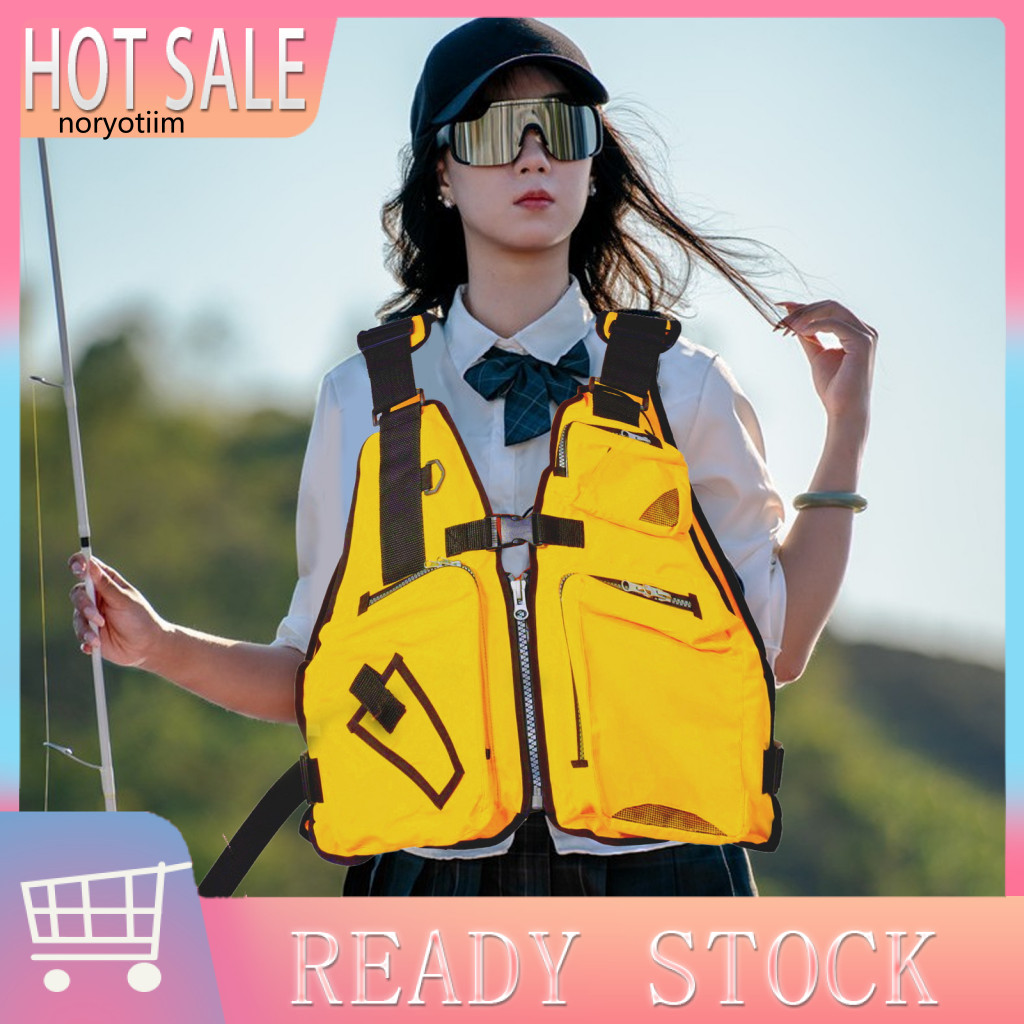 NOR น้ํากีฬาพยุง Aid Buoyant เสื้อผ้าสําหรับกิจกรรมน้ําทุ่นเสื้อกั๊กตกปลาหลายกระเป๋าพร้อมสายรัดปรับไ