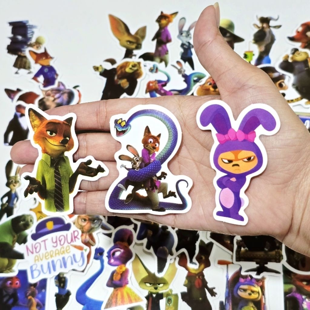 สติ๊กเกอร์ Zootopia ซูโทเปีย นครสัตว์ pvc ติดแน่น กันน้ำ ติดขวดน้ำ ของเล่น (50 ชิ้น)