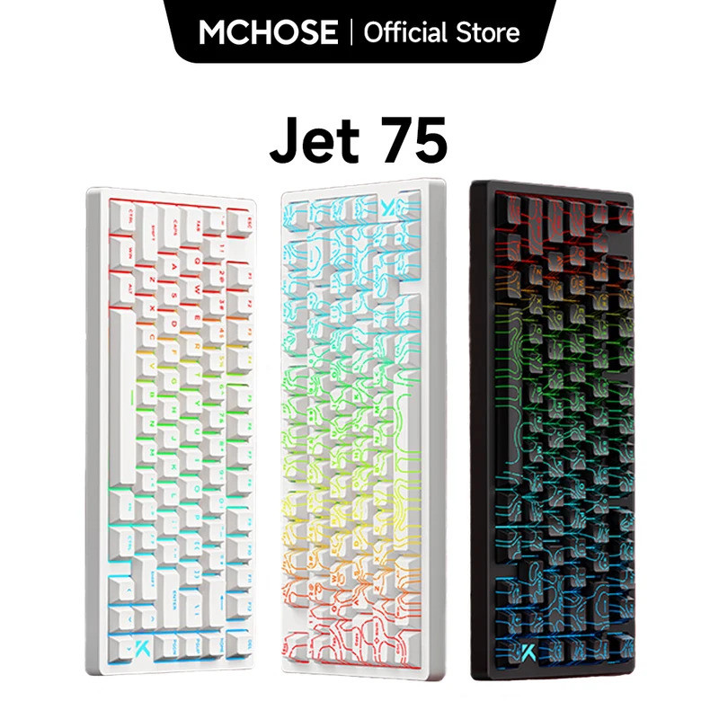 MCHOSE Jet 75 สวิทช์แม่เหล็กคีย์บอร์ดเกม Hall Effect Hot-Swappable ที่กําหนดเอง RGB Snap Tap 0.1ms L