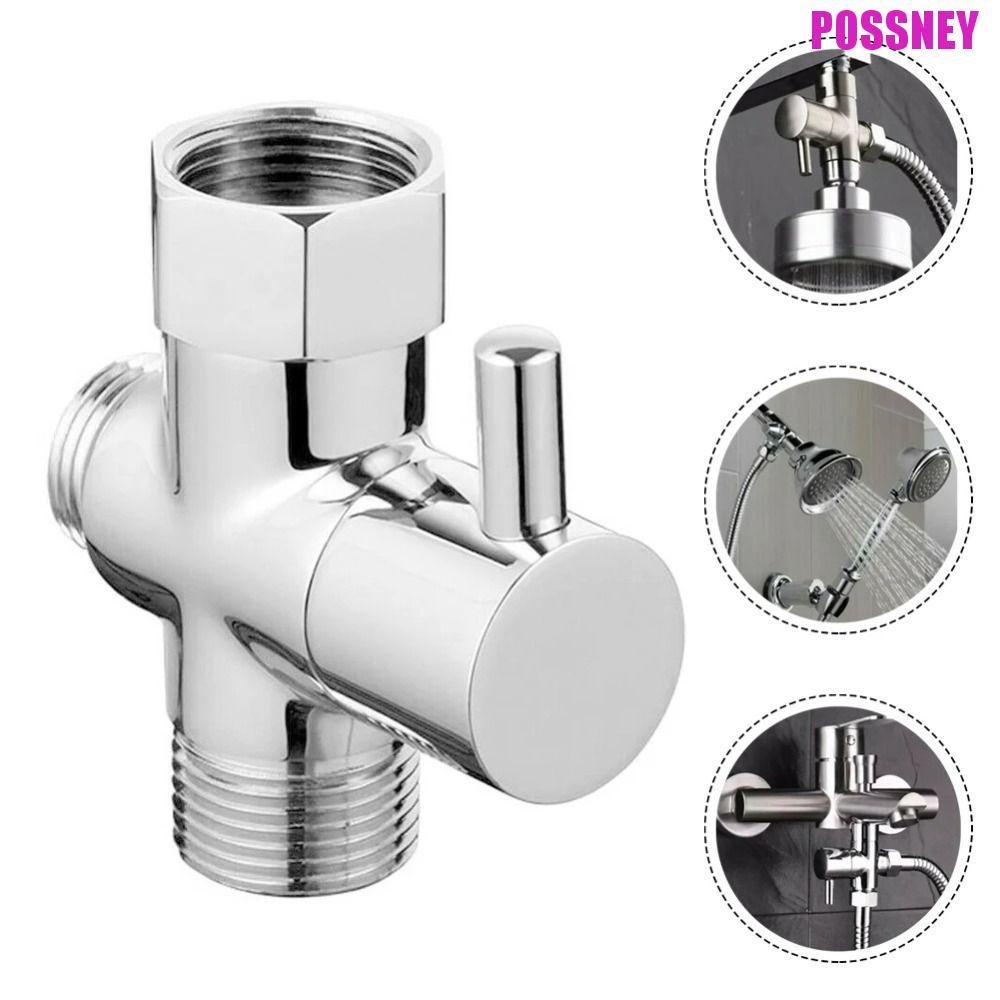 POSSNEY 3 Way Shower Head Diverter Valve, Brass G1/2 3 Way Switch Faucet Valve, Valve Tool T-adapter