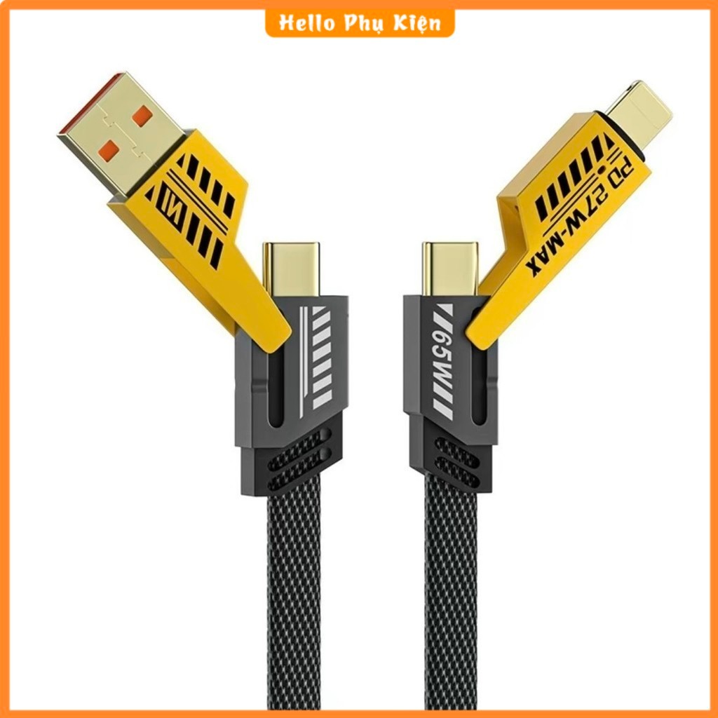 สายชาร์จเร็ว 4-in-1 Super Fast Charging (65 - อุปกรณ์เสริมโทรศัพท์ สายชาร์จ 3 in 1 สายชาร์จ 4in 1