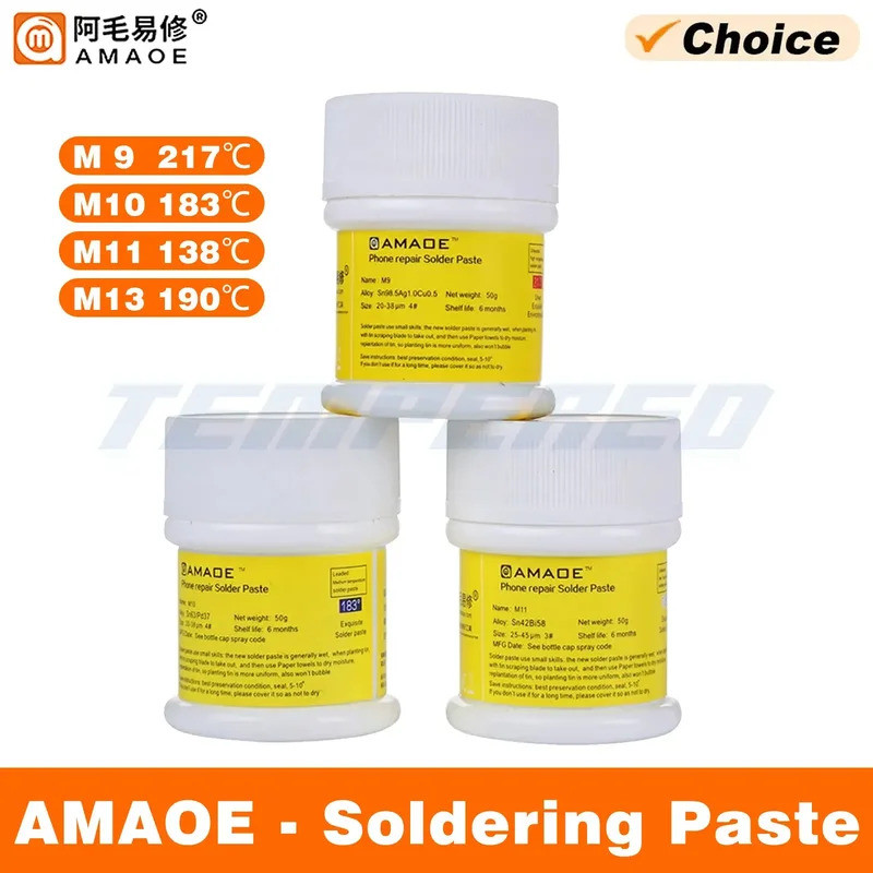 AMAOE Solder Paste 138/183/217 50g อุณหภูมิต่ํา M9/M10/M11 Sn42Bi58 ดีบุกวาง Flux สําหรับโทรศัพท์มือ