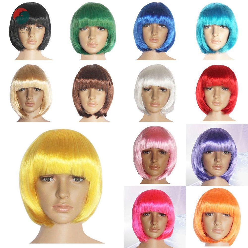 EMERAY Bob Hair Wigs สั้นตรงฮาโลวีน