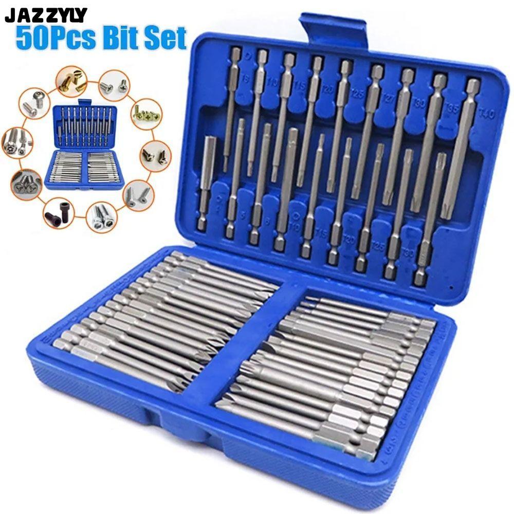 In StockJAZZYLY 50/36 ชิ้นชุดไขควงไฟฟ้า, Magnetlc ยาวพิเศษยาวไขควงชุด Bit, 1/4 หัว Multi-specification 75 มม.Torx Star Hex Spline Bit