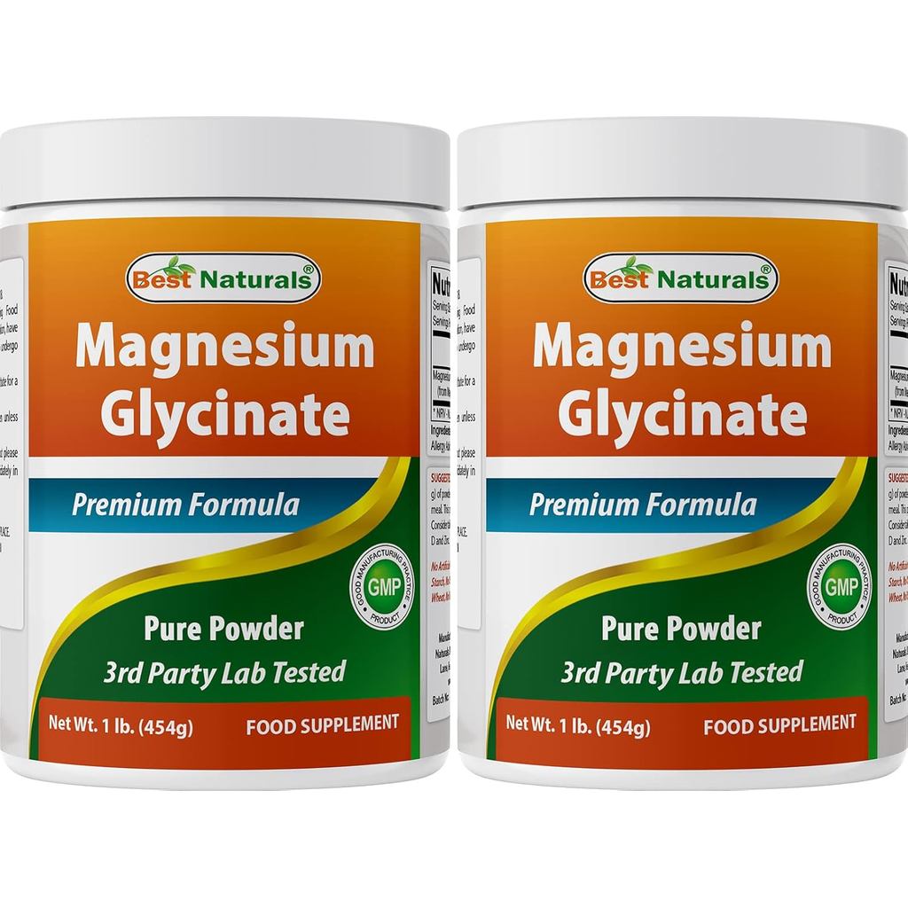 Best Naturals Magnesium Glycinate Powder - 1 ปอนด์ (1 ปอนด์ (แพ็ค 2))