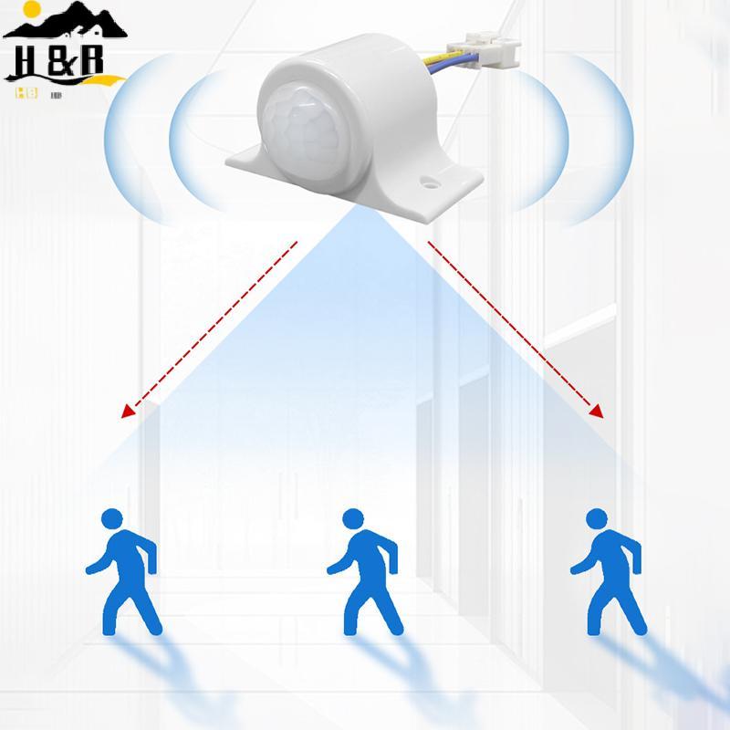 H & B PIR Sensor Switch Motion Detector IR อินฟราเรด Induction โคมไฟสวิทช์ 220V 110V สําหรับ LED Light Fluorescent Downlight {th}