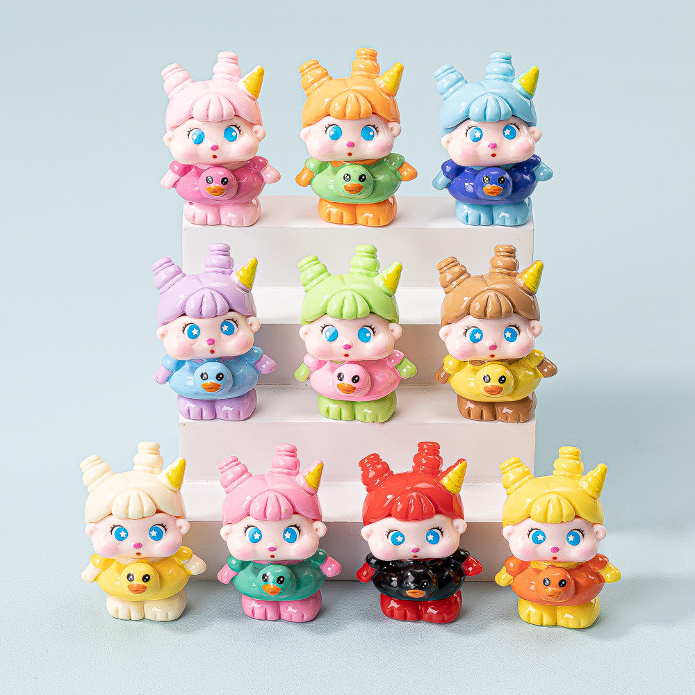 10ชิ้นบิ๊กอายสาวกับเป็ดว่ายน้ําแหวน3ง เรซิ่นเสน่ห์สําหรับ ทําเอง (13-75)