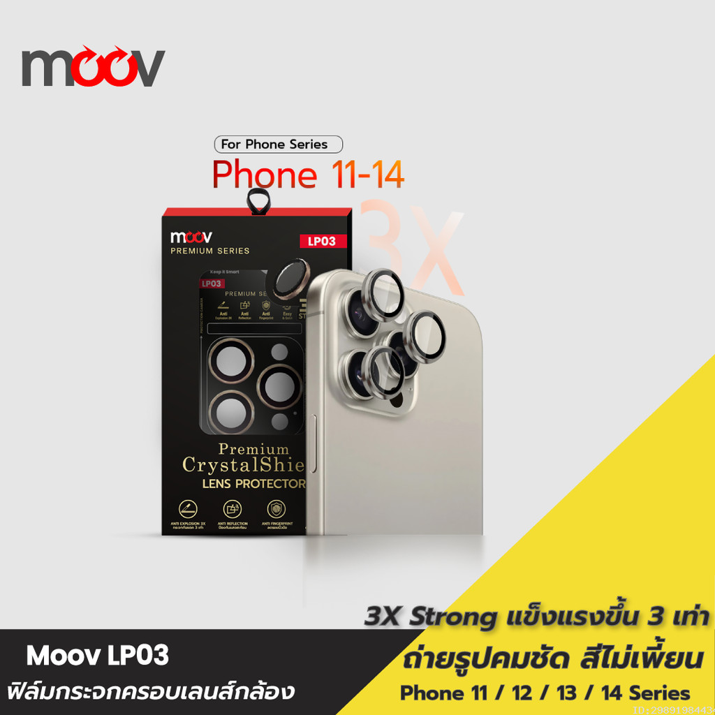 [ส่งด่วน] Moov LP03 3X ฟิล์มเลนส์กล้อง ไอโฟน For iPhone 14 Pro Max 13 Pro 12 mini 11 ฟิล์มกระจกกล้อง เลนส์