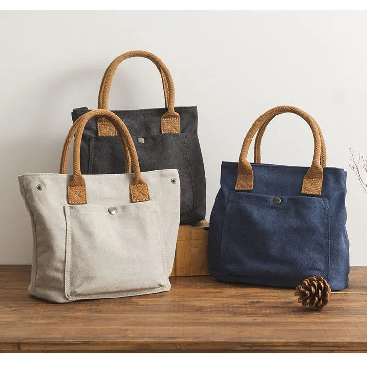 Japan Lotte High-End Canvas Bag Female Bag Japan Korea Tote Bag Portable Canvas Bag Simple Fashion A