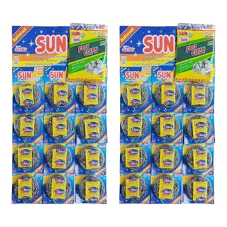 (ยกแผง 12 ชิ้น) ฝอยสแตนเลส Sun Brite จัมโบ้ แถม น้ำยา
