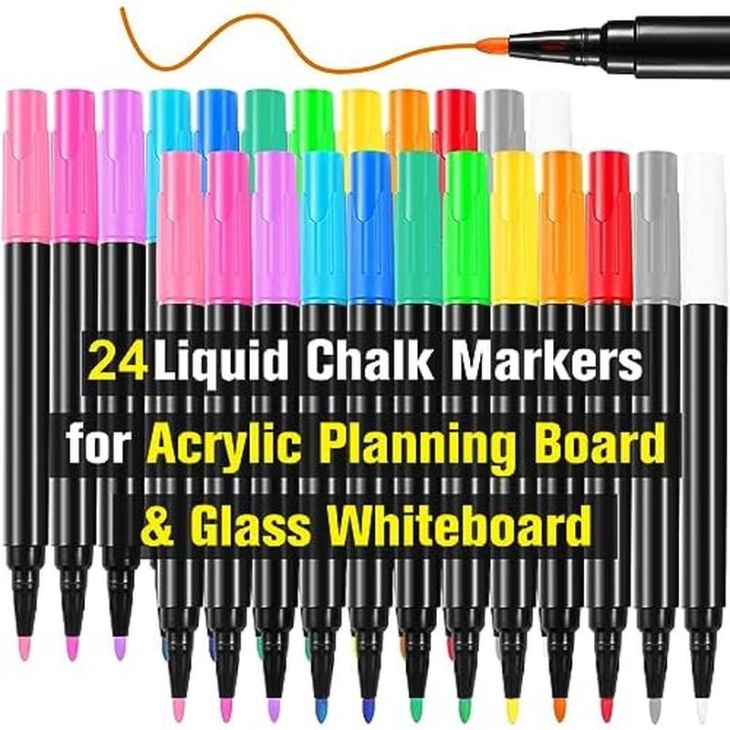 Clear Glass Dry Erase Whiteboard Window Mirror Christmas Holidays Painting, 14 Pack, 12 Vibrant Colo