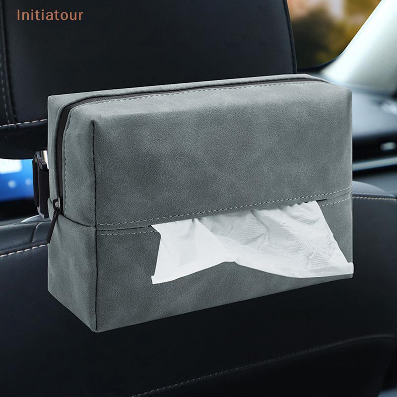 [Initiatour] Car Tissue Box Holder Nappa Leather Car Center Console Armrest Napkin Box Sun Visor Bas
