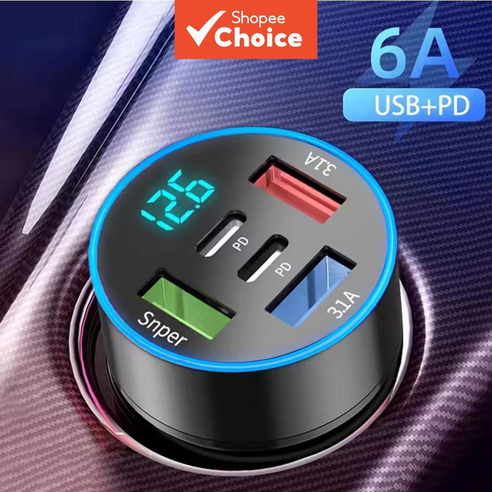 ที่ชาร์จในรถยนต์แบบ 5-in-1 กําลังไฟ 100W รองรับการชาร์จเร็วพิเศษ พอร์ตหลายช่อง พร้อมหน้าจอแสดงผลดิจิทัลในรถ อะแดปเตอร์สําหรับชาร์จมือถือในรถยนต์