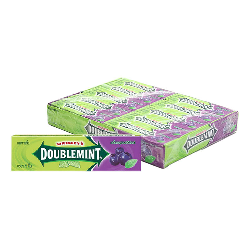 ริกลี่ย์ ดับเบิ้ลมินต์ หมากฝรั่งแบบแท่ง กลิ่นบลูเบอร์รี่มินต์ 13.5 ก. x 20 (WRIGLEY'S Blueberry Gum 