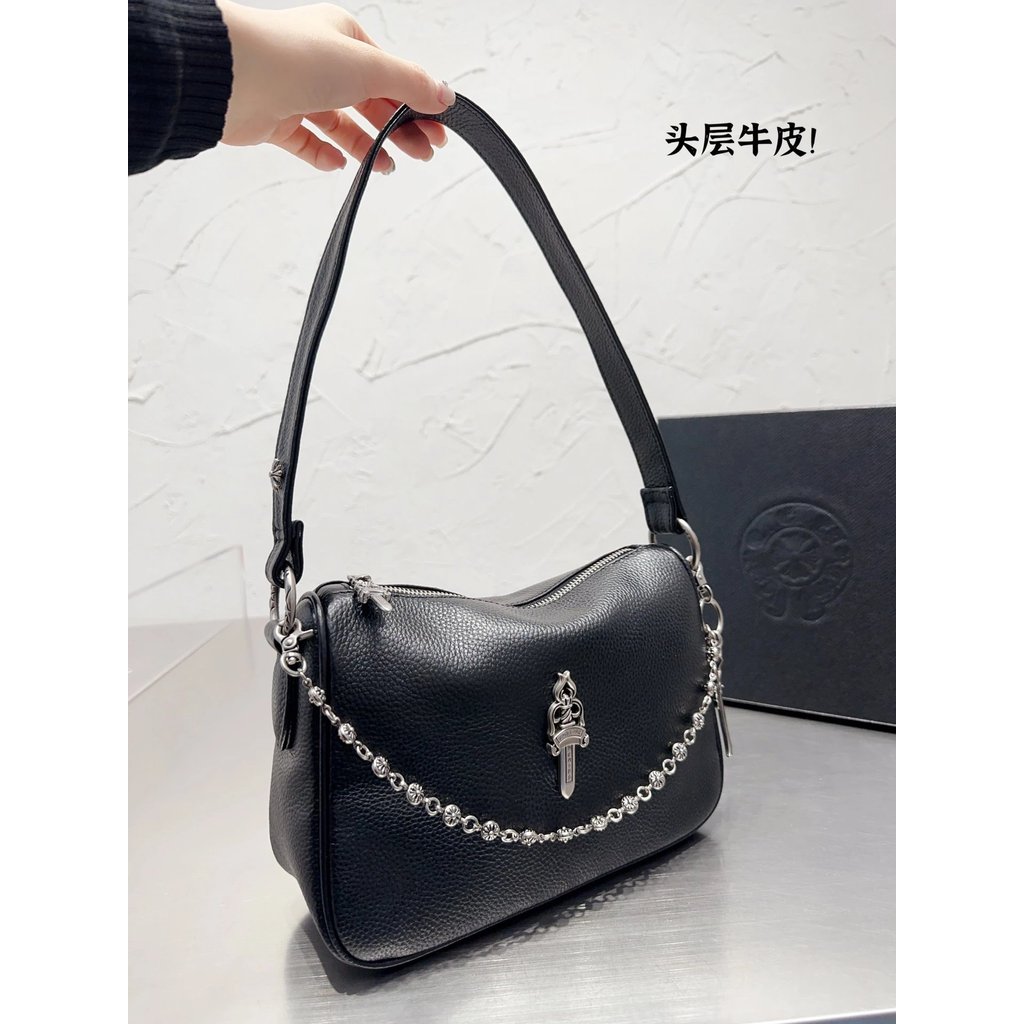 23.4.26 Update (รุ่นอัพเกรด) Cowhide Crome Hearts chrome Hearts Cool หล่อ Cool กระเป๋าใต้วงแขน Crome
