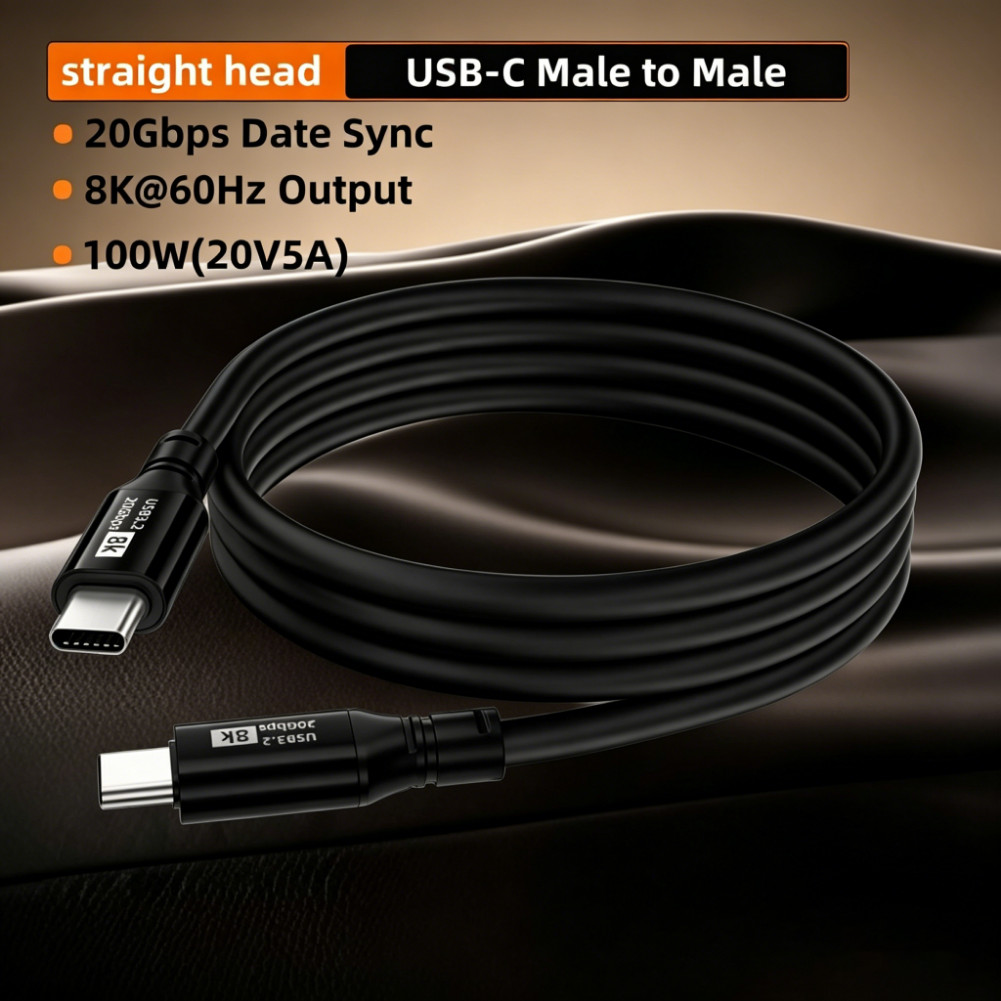 KY96 USB 3.2 8K @ 60Hz 5M Type-C ถึง Type-C สาย PD 100W Fast Charging Line 20Gbps ข้อมูลสาย Emark สํ