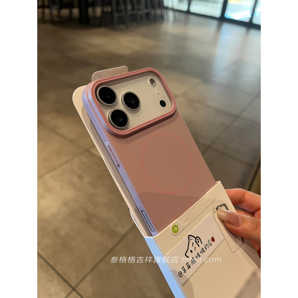 case iphone 17 เคสไอโฟน สีชมพูเชอร์รี่ใสสำหรับสาวๆนุ่ม Beats แหวนบางแม่เหล็ก Xiaomi 17promax เคส ไอโ