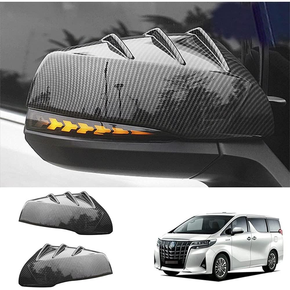 2pcs สําหรับ Toyota Alphard VELLFIRE 30 2016-2020 คาร์บอน Fibwer สีด้านข้าง Wing กระจกมองหลังประตูฝา