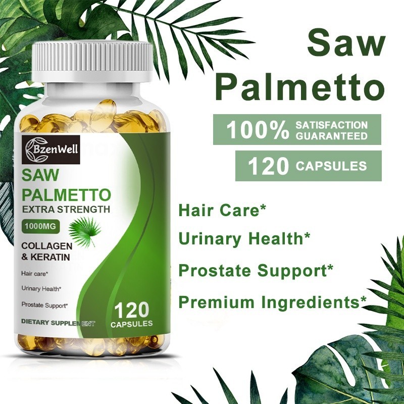 BzenWell Saw Palmetto Extra Strength 120 แคปซูล บำรุงต่อมลูกหมากและสุขภาพทางเดินปัสสาวะ ลดการปัสสาวะบ่อย ป้องกันผมร่วง