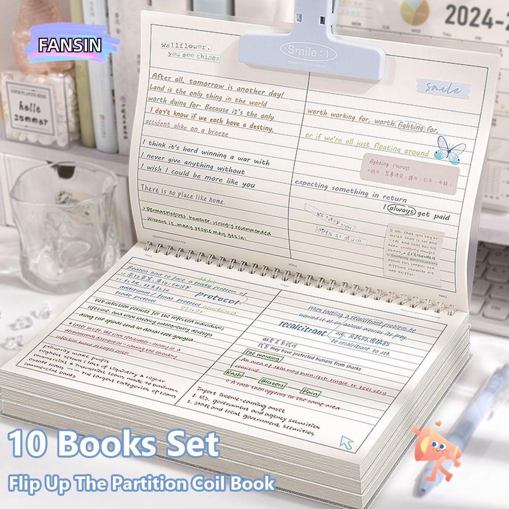 FANSIN B5 Notepad, Thicken Paper Grid/Hard Lines Coil Notebook, Simple Partition Design Flip-up Note