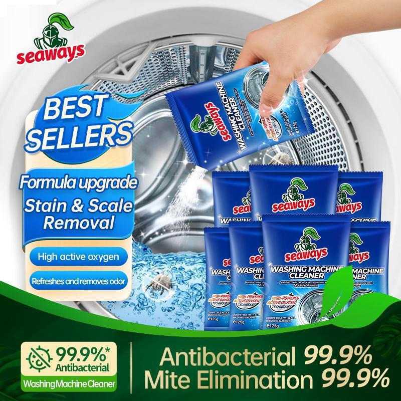 Seaways เครื่องซักผ้าทําความสะอาด (125g) เครื่องซักผ้าต้านเชื้อแบคทีเรียกลองทําความสะอาดผง Descaler 