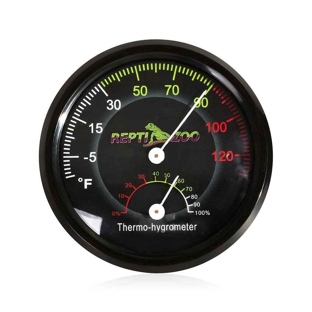 REPTI ZOO สัตว์เลื้อยคลาน Terrarium เครื่องวัดอุณหภูมิเครื่องวัดความชื้น Dual Gauges สัตว์เลี้ยงด้าน