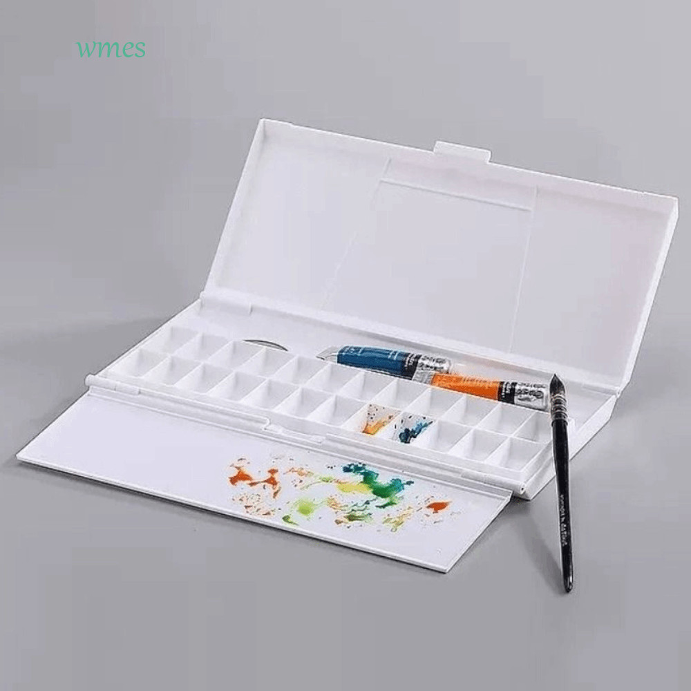 WMES1ZA สีน้ํากล่อง,นํากลับมาใช้ใหม่ 24 กริดภาพวาด Palette,ทนทานเปิดง่าย Professional ล้างสีถาดท่องเที่ยว