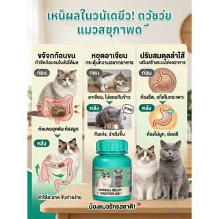🐱เจลกำจัดก้อนขนแมว/อาหารเสริมแมว/อาหารเสริมแมวและสุนัขชนิดเม็ดสำหรับลำไส้อ่อนแอ/วิตามินสัตว์เลี้ยง