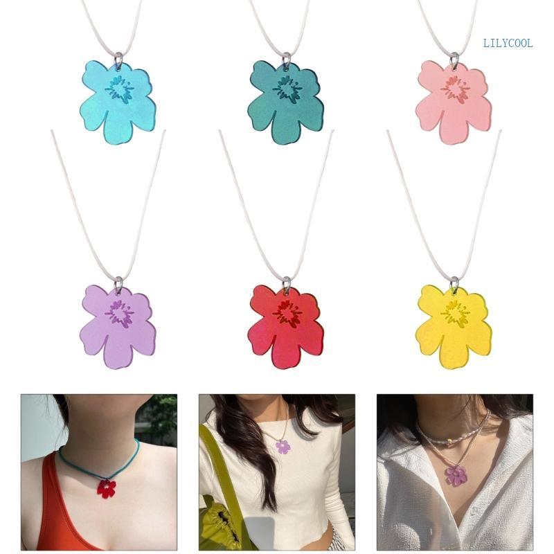 CH ไม่สม่ําเสมอดอกไม้สร้อยคอจี้หวาน Choker แฟชั่น Y2K ฤดูร้อนเครื่องประดับ Clavicle CHAIN Lace up คอ