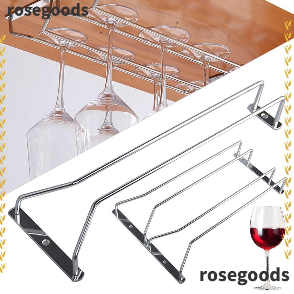 ROSEGOODS 1 ชิ้นชั้นวางแก้วไวน์, อุปกรณ์ครัว 304 ถ้วยสแตนเลส Goblets แขวน, ทนทาน 27 ซม.34 ซม.คว่ําหลายชั้น Stemware ผู้ถือ