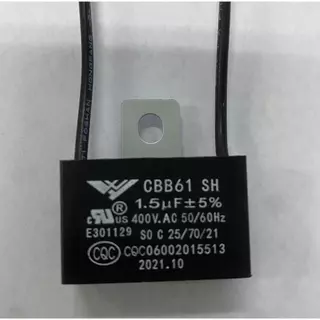 คาปาซิเตอร์ พัดลม​ มีสายไฟ ตัวเก็บประจุ Capacitor คอนเดนเซอร์พัดลม RM CBB61 1.2uF/1.5uF/1.8/2.0/2.5uF อะไหล่พัดลม HATARI