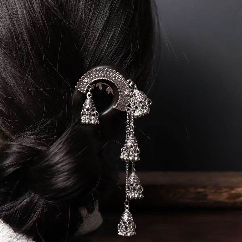 Miyan เครื่องประดับผม Hairpin ใหม่สไตล์จีนสไตล์จีน Bell Miaozu โบราณเงิน Wind Chime Hairpin Retro Lotus Hairpin Hairpin Headdress ผู้หญิง