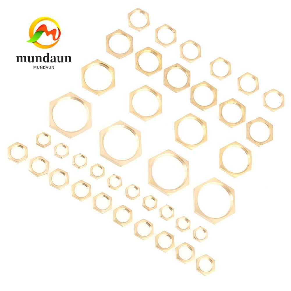 MUNDAUN 40 ชิ้น Hex Lock Nuts, Hex G1/8 G1/4 G3/8 G1/2 G3/4 G1 Lock Nut Assortment, Golden Thin Lock