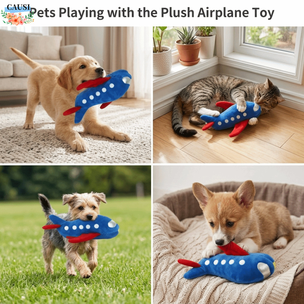 CAUSI Rocket Shaped Dog Toy, Rocket Shaped Built In Squeaker Rope Dog Chew Toy, Easy Grip Tear ทนทาน