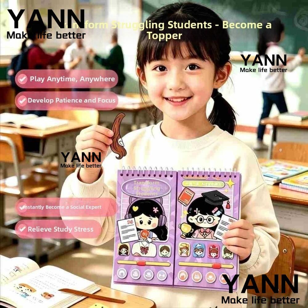 YANN Character Dress-Up Sticker Book, Puzzle Game Renovation Family Members Handmade DIY Sticker Boo