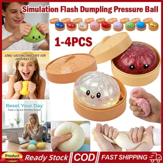 (จัดส่งภายใน 12 ชม.) 1/4 ชิ้น 2026 ใหม่ Glitter Dumpling Squishy ของเล่นบรรเทาความเครียดจําลอง Dumpling Squeezable ของเล่น Steamer ช้า Resilience Fidget Squishy ของเล่น
