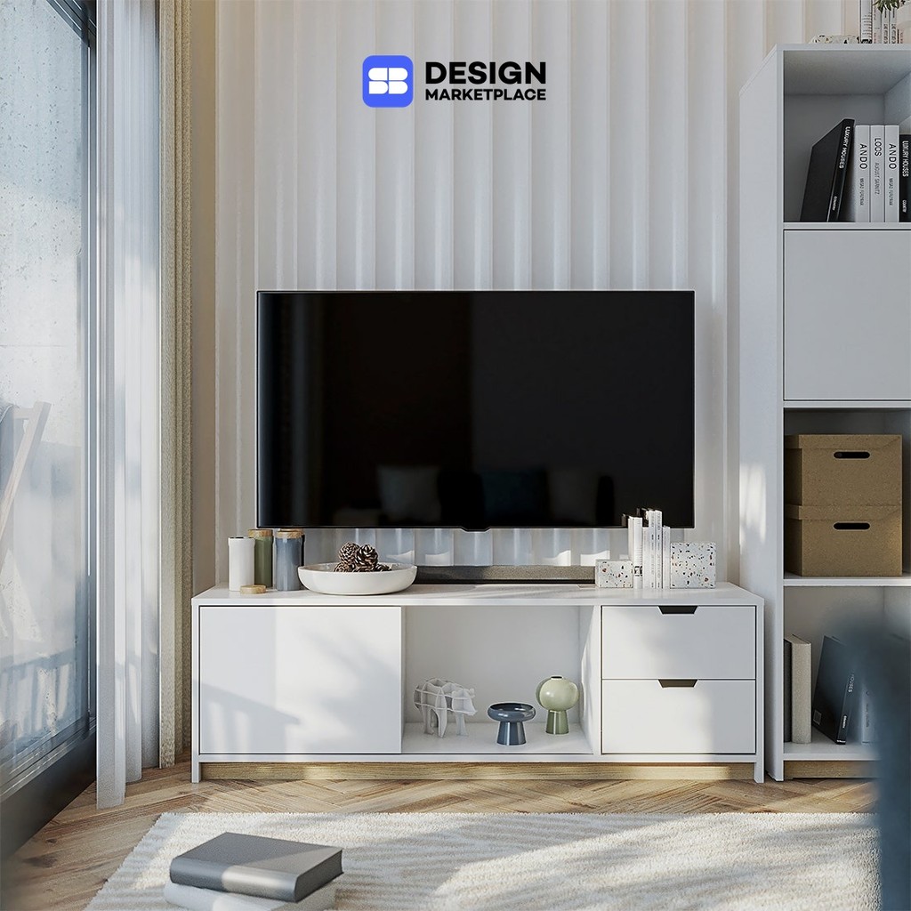 SB Design Square ไซด์บอร์ด KC-PLAY รุ่น WHITIE สีขาว (140x40x45 ซม.) แบรนด์ KONCEPT FURNITURE