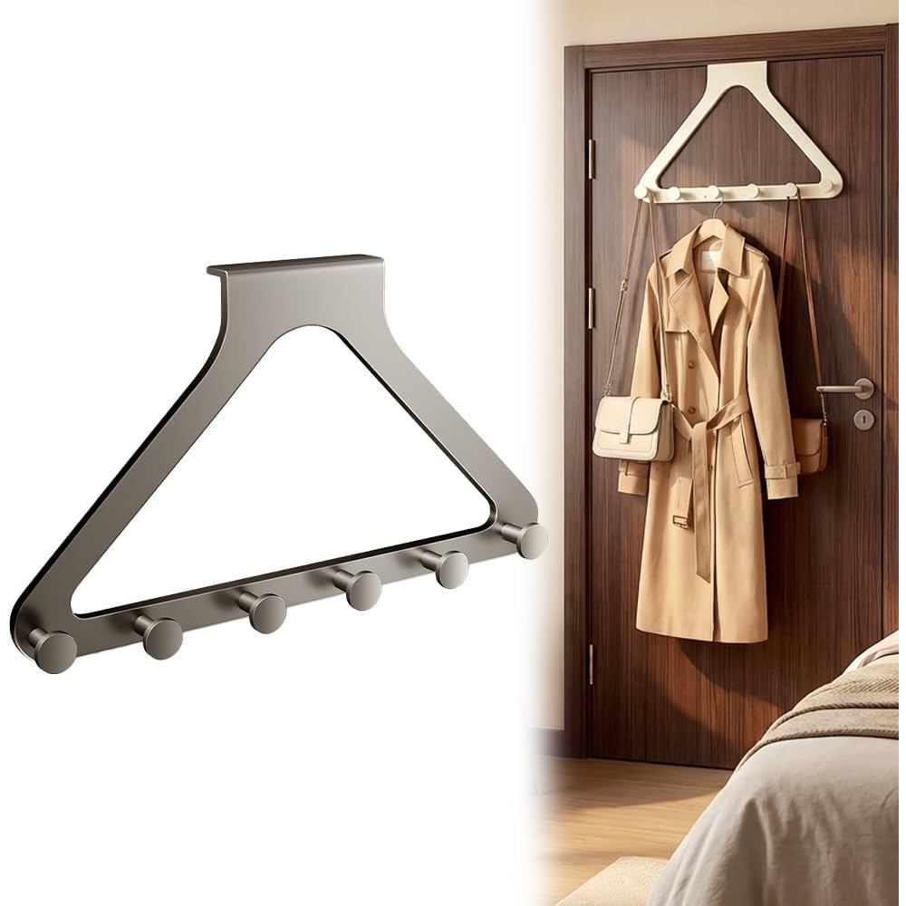 Over The Door Hanger Organizer 6 Hook Door Rack Heavy Duty Door Hook Organizer สําหรับห้องนอนห้องน้ํา Office Home Storage