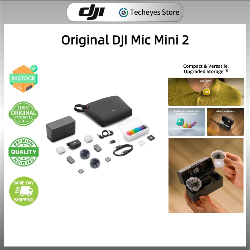 DJI Mic Mini 2 ไมโครโฟนไร้สายฝาครอบแม่เหล็ก 48kHz 24 บิตลดเสียงรบกวนสําหรับกล้องโทรศัพท์คอมพิวเตอร์ Vlog สตรีมมิ่งสด