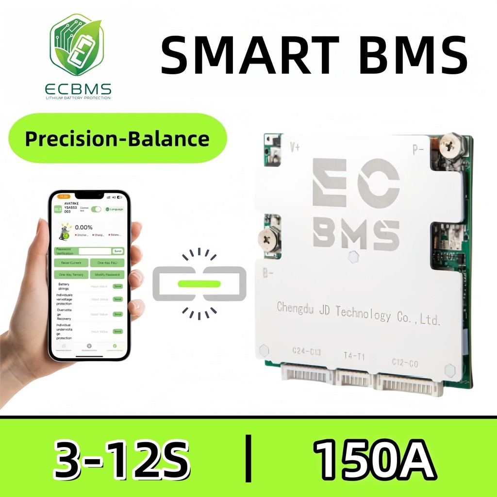 ECBMS Smart BMS 8S LiFePO4 24V Bluetooth CAN แอคทีฟบาลานซ์ 100A